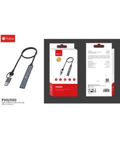 ProOne ProOne PHU590 Type-C/USB 3.0 to USB Hub – 4-Port USB Adapter (1 x USB 3.0 & 3 x USB 2.0), 50cm Cable, Alloy & PVC Construction, OTG Support  - Image 2