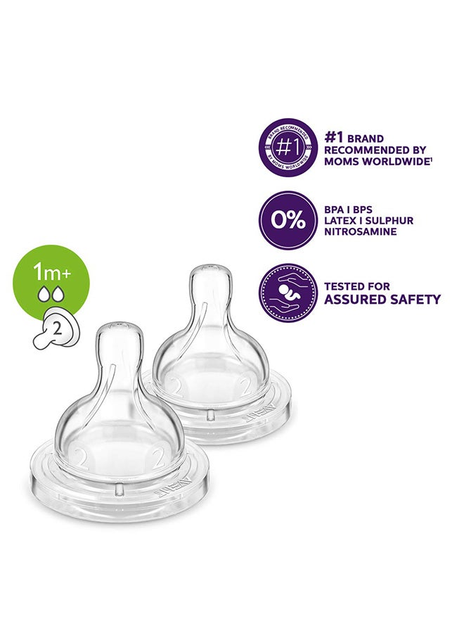 Philips Avent Classic Anti-Colic Baby Bottle 1M+ Flow Teat/Nipple (Pack of 2) | SCY762/02 - Image 3