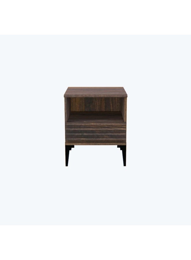 Baity Malaysian wood bedside table with storage drawer - dark brown. - Image 2