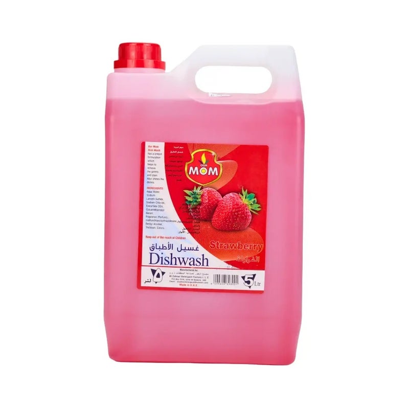 Mom Dishwash Liquid with Strawberry Fragrance- 5 Litre - Image 1