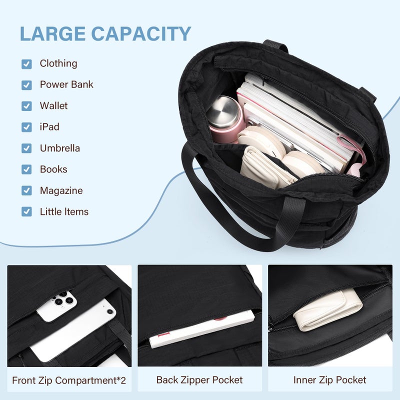 GOLF SUPAGS Foldaway Convertible Tote Backpack Lightweight Nylon Daypack Women Men City Pack Versatile Backpack Leisure, Black - Image 4