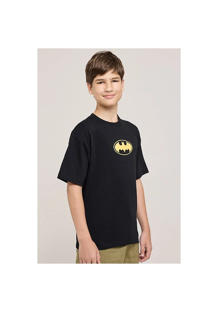 أر أند بي Batman Print T-Shirt With Crew Neck and Short Sleeves