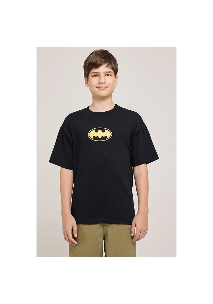 أر أند بي Batman Print T-Shirt With Crew Neck and Short Sleeves