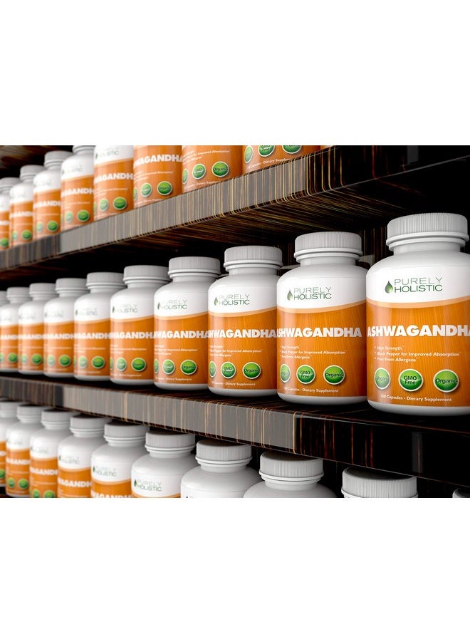 Purely Holistic - Organic Ashwagandha 1300Mg 180 Vegan Capsules 650Mg Of Ashwaganda Per Capsule High Strength Ashwaganda Root Extract With Black Pepper For Enhanced Absorption - Image 1