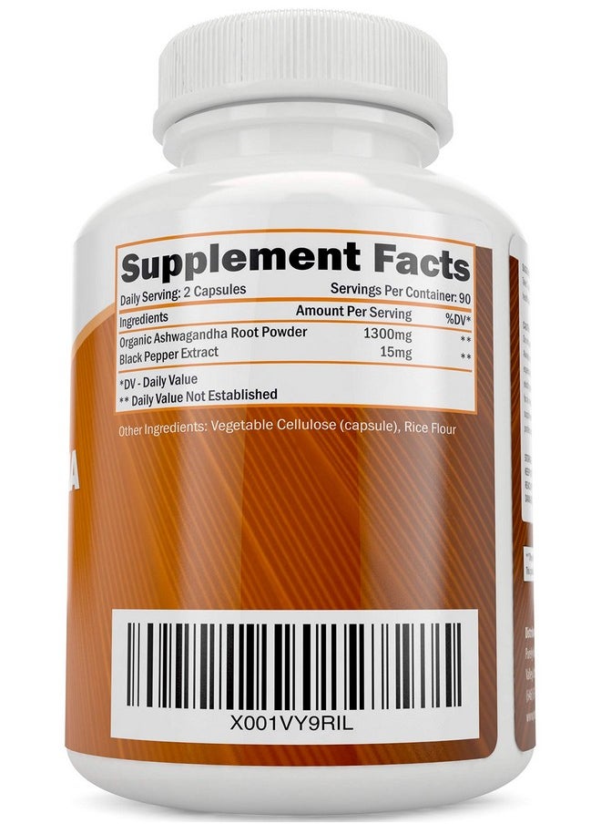 Purely Holistic - Organic Ashwagandha 1300Mg 180 Vegan Capsules 650Mg Of Ashwaganda Per Capsule High Strength Ashwaganda Root Extract With Black Pepper For Enhanced Absorption - Image 1
