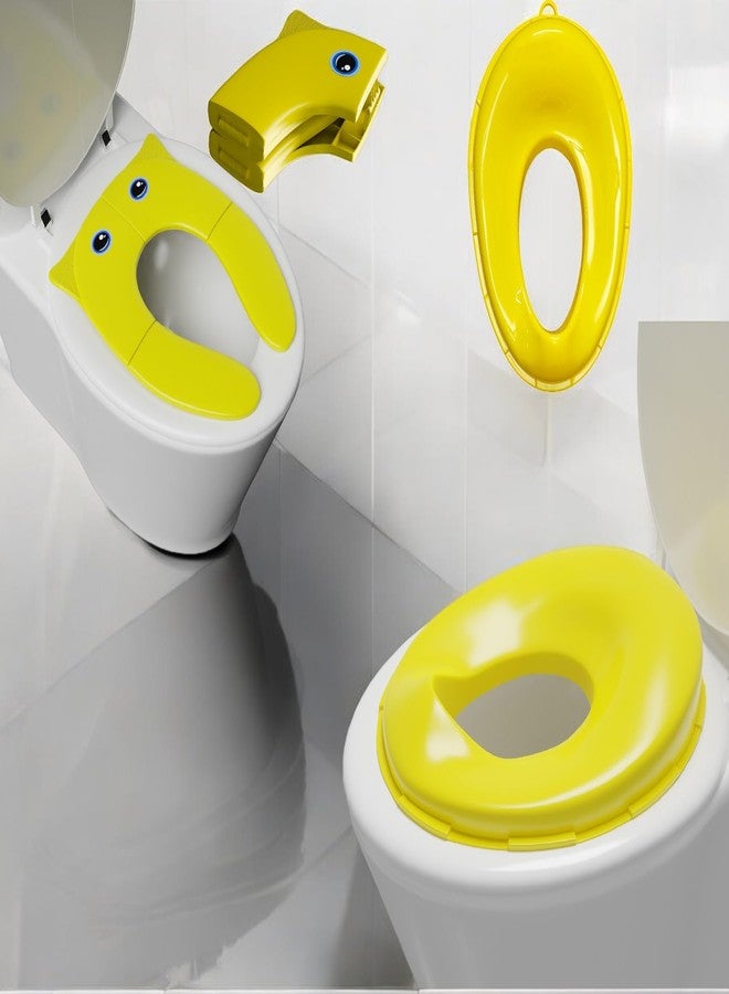 TECHHARK® Baby Potty Training Toilet Seat 2 Pcs Combo for Boys and Girls Kids, Non-Slip with Splash Guard, Fits Round & Oval Toilets, Free Includes Storage Hook (Yellow 'n' Yellow) - Image 1