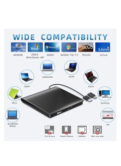 Generic External DVD Drive USB 3.0 Type-C CD Burner Portable CD +/-RW Drive DVD Player for ROM Rewriter Burner Compatible with Laptop Desktop PC Windows MacBook Linux Mac OS  - Image 4