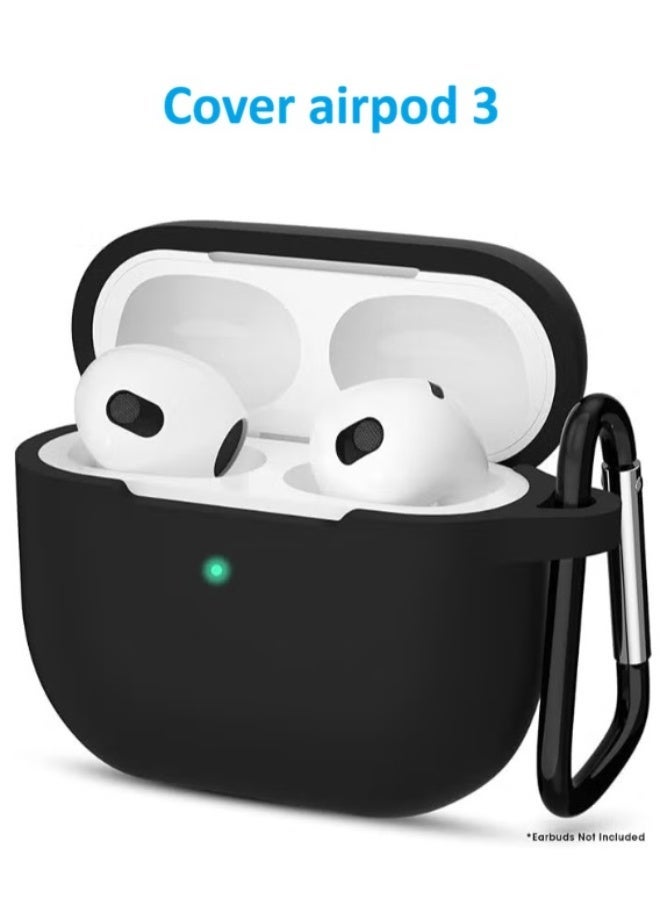 حافظة سيليكون لسماعه ايربود 3 - اسود - Image 1