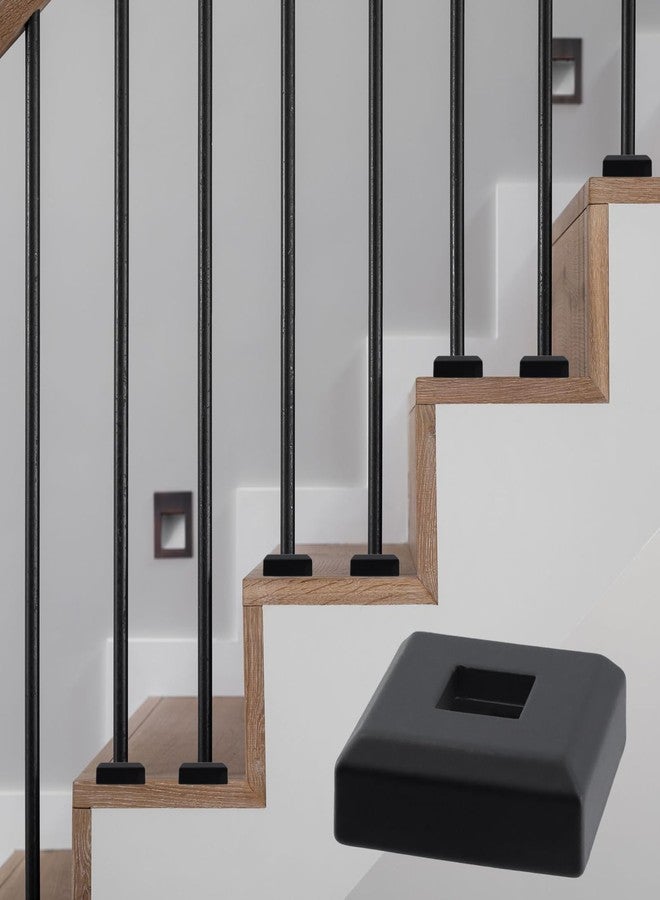 Antrader Square Baluster Shoes,Staircase Balusters Stair Spindle Shoes for Indoor Staircase Balusters Satin Black Slant Shoes Use for 1/2" Square Staircase Baluster,Aluminium Alloy,10Pcs - Image 5