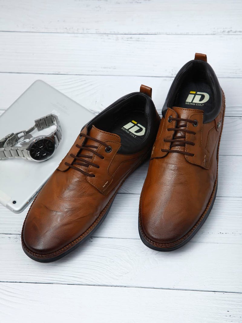 ID Tan Lace-Up Dual Shade Casual Shoes for Men - Image 2