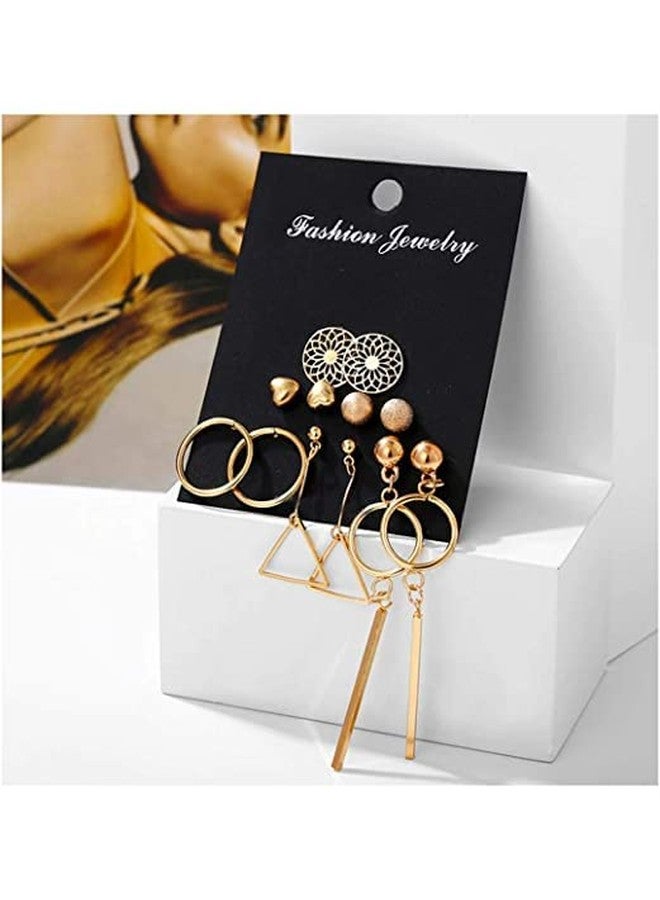VIEN® Mesmerizing Heart Round Designs Wonderful 6 Pair of Earrings For Women/Girls (6 PAIR) - Image 4