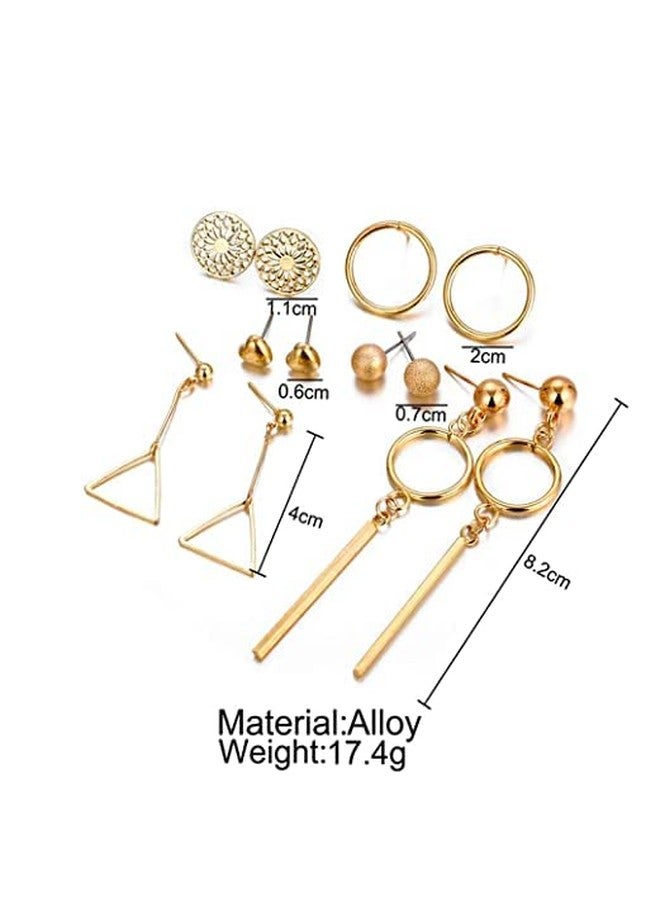 VIEN® Mesmerizing Heart Round Designs Wonderful 6 Pair of Earrings For Women/Girls (6 PAIR) - Image 3