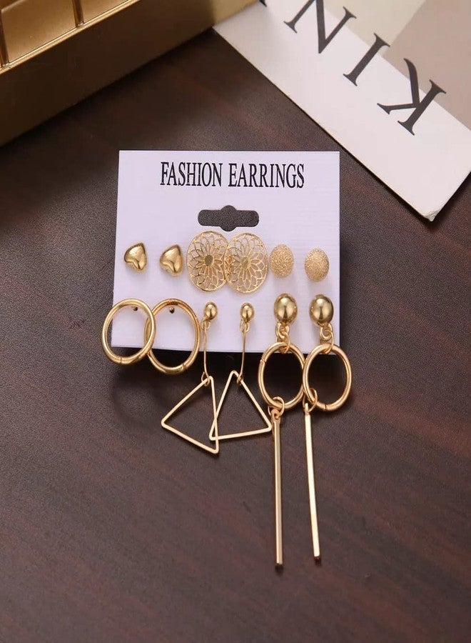 VIEN® Mesmerizing Heart Round Designs Wonderful 6 Pair of Earrings For Women/Girls (6 PAIR) - Image 2