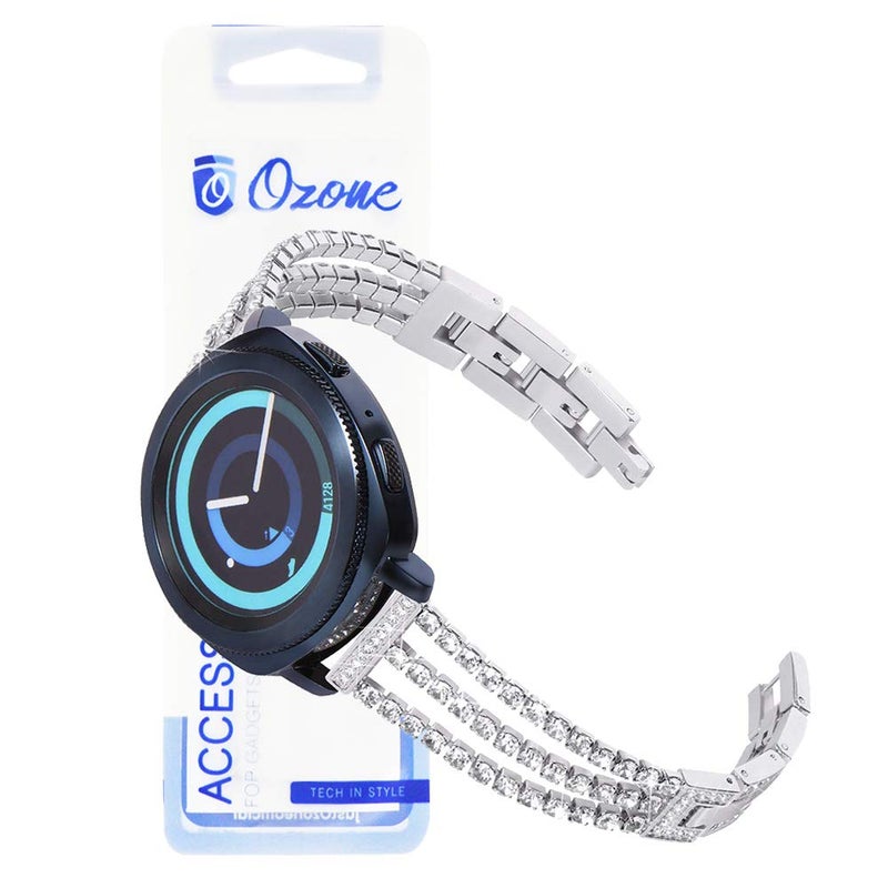 Ozone Stainless Steel Rhinestone Bracelet Compatible with Amazfit GTR 47mm / Huawei GT2 – Adjustable Wristband with Fold-Over Clasp - Image 2