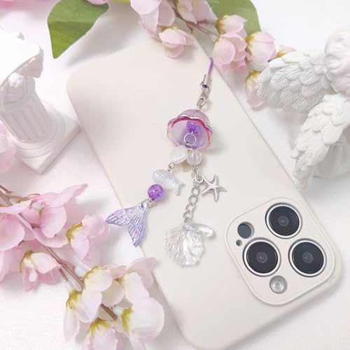 cioatu 1-4PCS Cute Phone Charms Aesthetic Y2K Cell Phone Charms Strap Strawberry Butterfly Star PhoneCharm Y2K Accessories for Bag Keychain Airpods Camera Pendants Decor (Blue & Purple Jellyfish) - Image 3