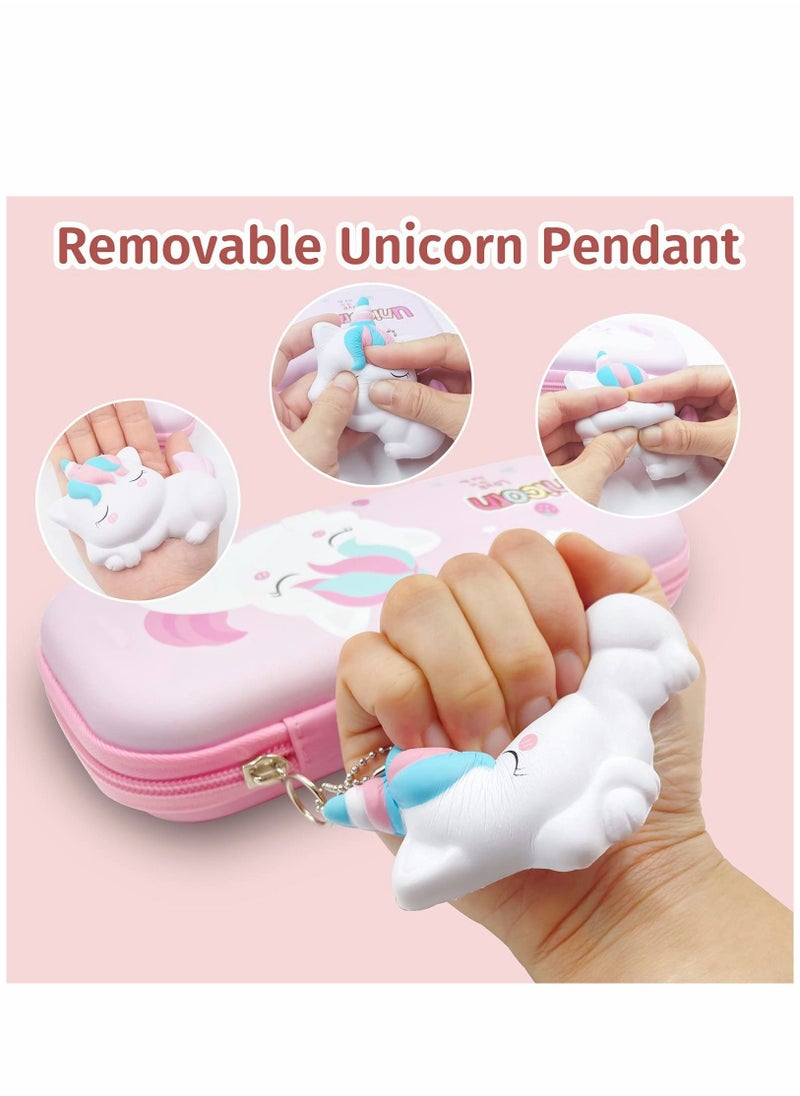 SYOSI - Unicorn Pencil Case for Girls, Pink Pencil Storage Case, Large Capacity Multi-slot Compartment Zipper Pencil Bag for Storage of Study Stationery, Suitable for School Office Use (Pink) - Image 1