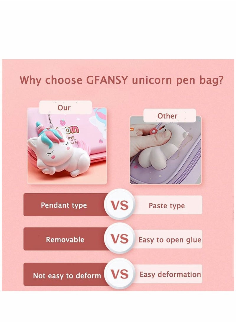 SYOSI - Unicorn Pencil Case for Girls, Pink Pencil Storage Case, Large Capacity Multi-slot Compartment Zipper Pencil Bag for Storage of Study Stationery, Suitable for School Office Use (Pink) - Image 1