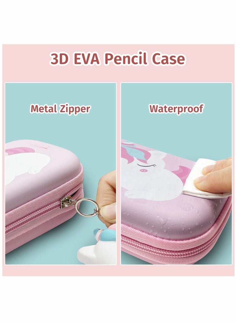 SYOSI - Unicorn Pencil Case for Girls, Pink Pencil Storage Case, Large Capacity Multi-slot Compartment Zipper Pencil Bag for Storage of Study Stationery, Suitable for School Office Use (Pink) - Image 1