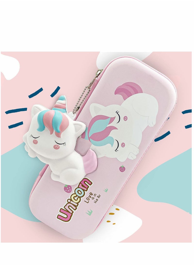 SYOSI - Unicorn Pencil Case for Girls, Pink Pencil Storage Case, Large Capacity Multi-slot Compartment Zipper Pencil Bag for Storage of Study Stationery, Suitable for School Office Use (Pink) - Image 1