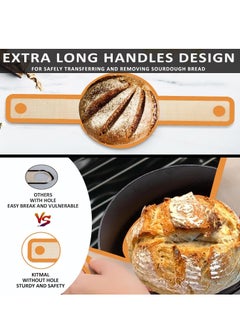 MIXDE 2 Pcs Silicone Bread Sling Dutch Oven,Best Silicone,Non-Stick & Easy Clean Reusable Silicone Bread Baking Mat,With Extra Long Handles Bread Baking Sheet Liner,Transferable Dough  - Image 3