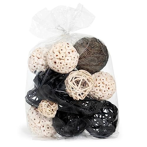 ANDALUCA Decorative Balls Bag Bowl Filler Home Decor (Black & White) - Image 3