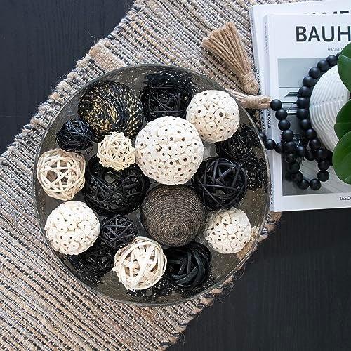 ANDALUCA Decorative Balls Bag Bowl Filler Home Decor (Black & White) - Image 5