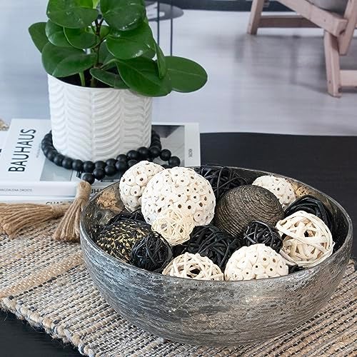 ANDALUCA Decorative Balls Bag Bowl Filler Home Decor (Black & White) - Image 4