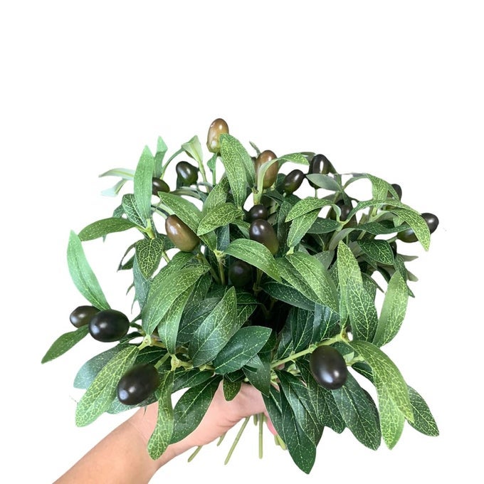 12 PCS FAUX OLIVE BRANCHES FOR VASE 114 FAKE PLANT OLIVE TREE BRANCHES ARTIFICIAL GREENERY DECORFOR HOME WEDDINGS PARTY DECOR VASE FLORAL ARRANGEMENT