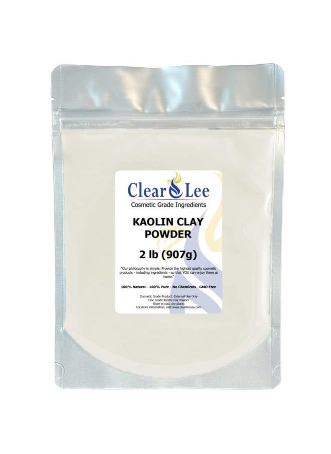 ClearLee - Kaolin Clay Cosmetic Grade Powder - 100% Pure Natural Powder - Great For Skin Detox, Rejuvenation, and More - Heal Damaged Skin - DIY Clay Face Mask (2 LB) - Image 1