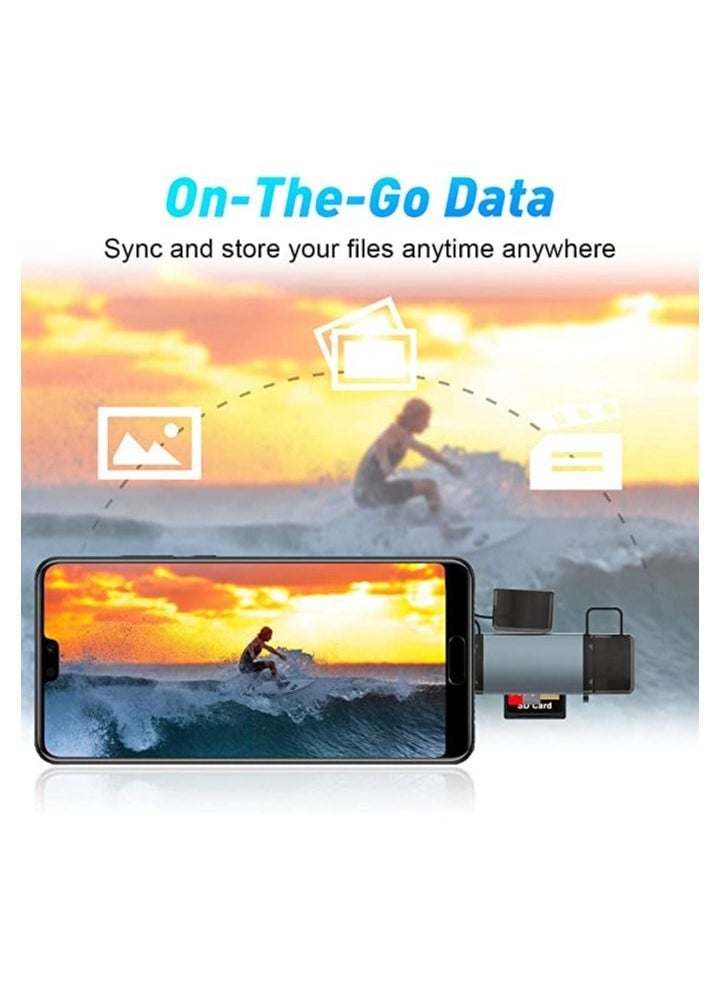 SYOSI - SD Card Reader, USB C USB 3.0 to Memory Card Reader Adapter, Dual Slot for External Camera Photo SD SDHC SDXC MicroSD UHS-I Compatible with Computer PC MacBook Air Pro Samsung Galaxy S22 iPad Pro - Image 1
