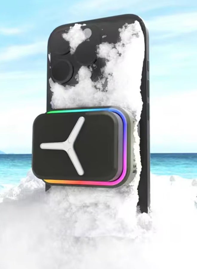 مبرد الهاتف المحمول المغناطيسي ， مروحة تبريد الهاتف المحمول ， مروحة تبريد USB للهاتف، تحكم ذكي في درجة الحرارة، ضوء RGB ， حامل حامل حامل لوحة تبريد الهاتف المحمول (SR-03- أبيض) - Image 2