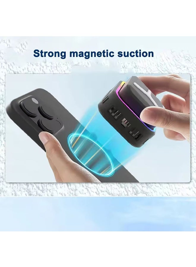 مبرد الهاتف المحمول المغناطيسي ， مروحة تبريد الهاتف المحمول ， مروحة تبريد USB للهاتف، تحكم ذكي في درجة الحرارة، ضوء RGB ， حامل حامل حامل لوحة تبريد الهاتف المحمول (SR-03- أبيض) - Image 3