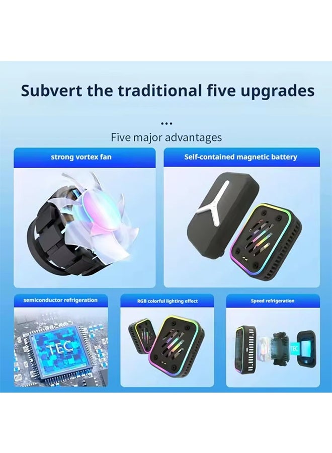 مبرد الهاتف المحمول المغناطيسي ， مروحة تبريد الهاتف المحمول ， مروحة تبريد USB للهاتف، تحكم ذكي في درجة الحرارة، ضوء RGB ， حامل حامل حامل لوحة تبريد الهاتف المحمول (SR-03- أبيض) - Image 5