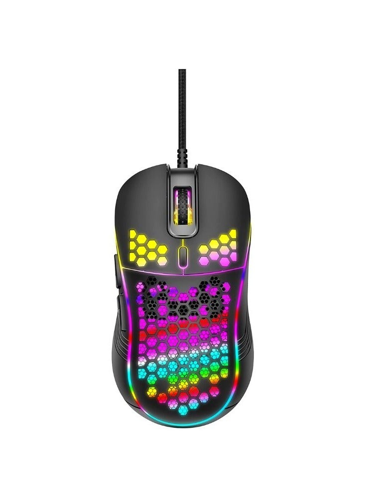 داتا زون ماوس قيمنق سلكي باللون الأسود مع إضاءة RGB – تصميم خفيف الوزن ومثالي للاعبين - Image 1