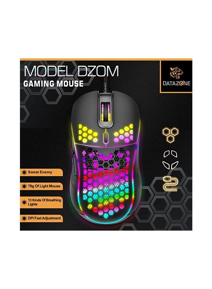 داتا زون ماوس قيمنق سلكي باللون الأسود مع إضاءة RGB – تصميم خفيف الوزن ومثالي للاعبين - Image 2