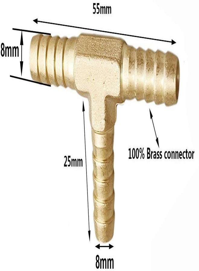 ES EKSAFAR ESEKSAFAR 3-way Brass barb connector Hose Barb Fitting T-Connector for Water/Fuel/Air/Pneumatic and etc (2-Years warranty) (8mm (5/16 inch) T-Way Barb jointer & clamp 4pc) - Image 4