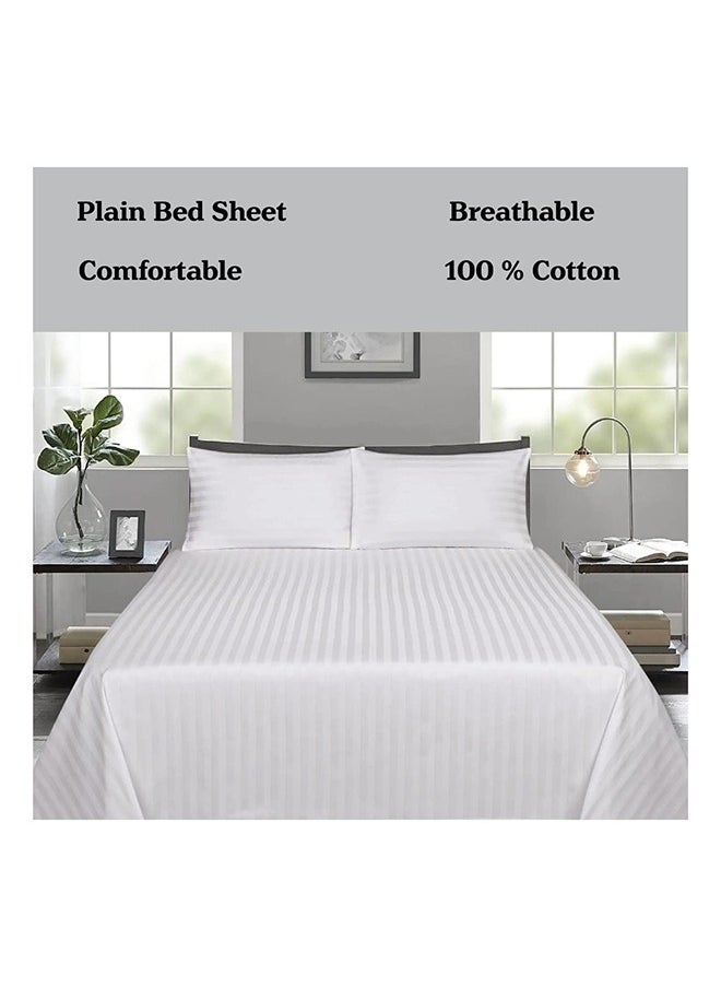 Eworld - 6-Piece Premium King Size Bedding Set, White Striped Design-1 Full/King Size Luxury Bedsheet with Stripped Pattern with 1 Soft Duvet and 4 Pillowcases – Suitable for Home and Hotels - Image 1