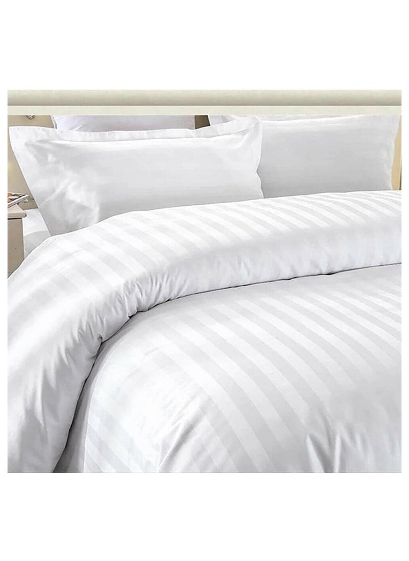 Eworld - 6-Piece Premium King Size Bedding Set, White Striped Design-1 Full/King Size Luxury Bedsheet with Stripped Pattern with 1 Soft Duvet and 4 Pillowcases – Suitable for Home and Hotels - Image 1