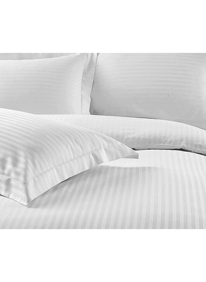Eworld - 6-Piece Premium King Size Bedding Set, White Striped Design-1 Full/King Size Luxury Bedsheet with Stripped Pattern with 1 Soft Duvet and 4 Pillowcases – Suitable for Home and Hotels - Image 1
