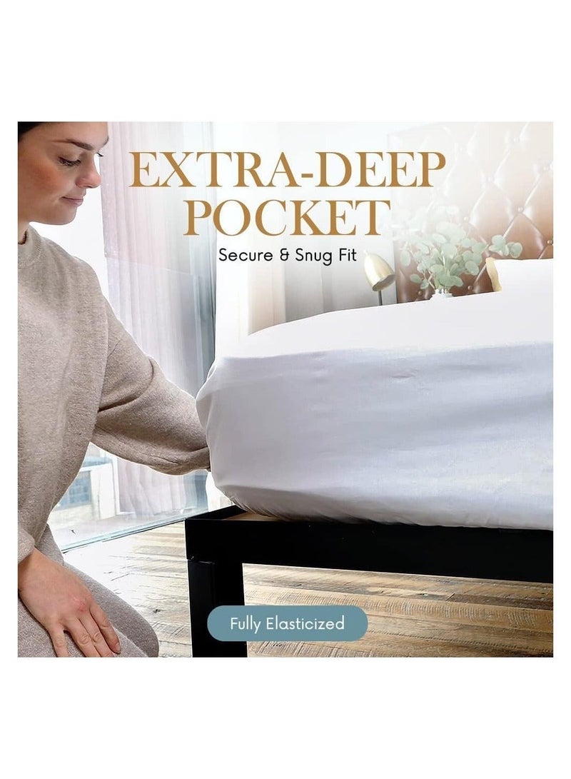 Eworld 6-Piece Premium King Size Bedding Set, White Striped Design-1 Full/King Size Luxury Bedsheet with Stripped Pattern with 1 Soft Duvet Cover and 4 Pillowcases – Suitable for Home and Hotels - Image 3