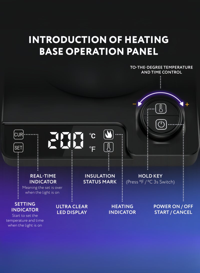 نيهاو غلاية متعددة الوظائف برأس مرن، غلاية قهوة V60، غلاية كهربائية، إبريق قهوة وإبريق شاي، سعة 1000 مل، قدرة 1200 واط، ضبط درجة الحرارة بمقبض مع عرض رقمي LED، عزل أوتوماتيكي للحرارة، مصنوعة من الفولاذ المقاوم للصدأ 304، مناسبة للاستخدام في المنزل والمكتب - أسود. - Image 3