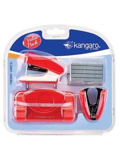 Kangaro 4-Piece Stapler and Punch With Accessories Set Assorted Colours  - Image 1
