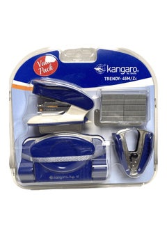 Kangaro 4-Piece Stapler and Punch With Accessories Set Assorted Colours  - Image 3