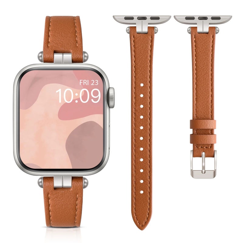 Bluejw Replace the Watch Strap with Genuine Slim Thin Leather Band – Soft Leather Replacement Strap with Dumbbell Design for Comfortable Fit - Image 1