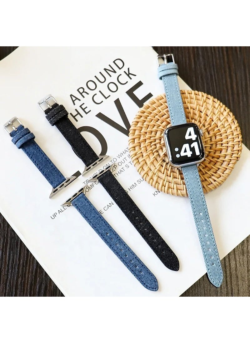 PSGT - Apple Watch Compatible 42MM 44MM 45MM 49MM 1/2/3/4/5/6/se/7/8/ultra Band Loop Band Jean Band - Image 1