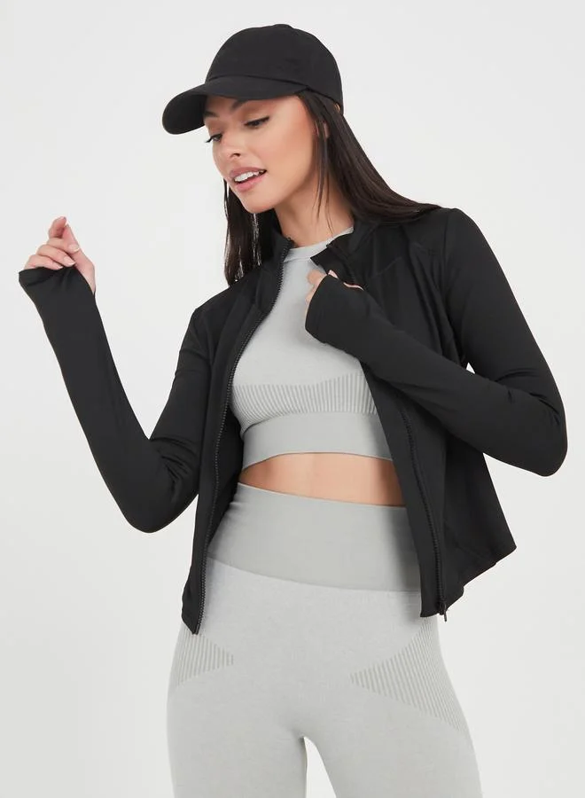 Styli Active Thumbhole Long Sleeves Piped Fitting Jacket