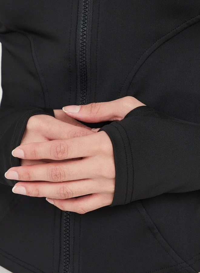 Styli Active Thumbhole Long Sleeves Piped Fitting Jacket