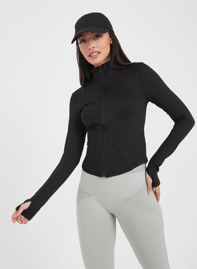 ستايلي اكتيف جاكيت رياضي بأكمام طويلة وفتحات للإبهام - Image 1