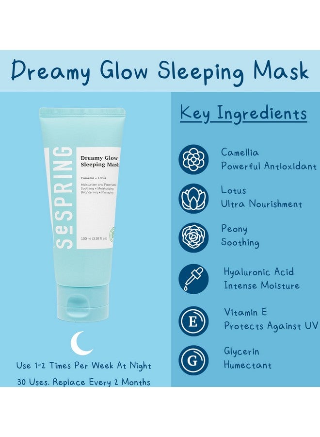 SeSpring Sepsring Dreamy Glow Sleeping Mask Korean Face Mask Formulated With Camellia Lotus And Hyaluronic Acid Korean Skincare Clean Beauty Vegan Cruelty Free Korean Beauty Products 3.38 Fl Oz - Image 3
