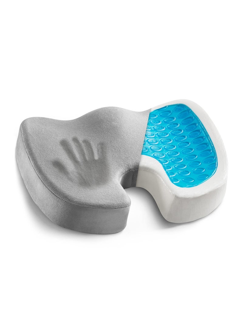 Meishida Gel Enhanced Seat Cushion, Memory Foam Seat, Sciatica, Hip, Coccyx Pain Relief Desk Chair Cushion for Long Sitting, Back Support for Office Worker, Car Drivers - Grey - Image 1